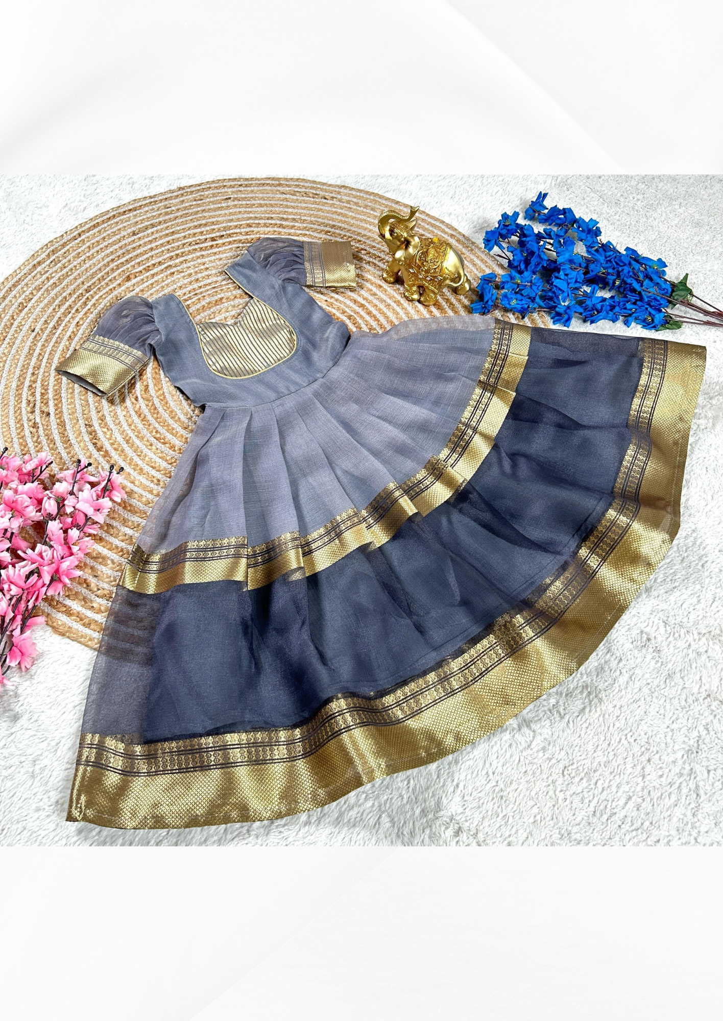 Elegant Woven Mysore Tissue Silk Gown