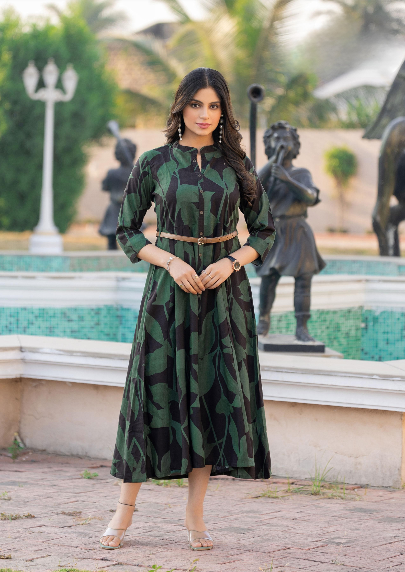 Mittoo Belt - Premium Rayon Printed Dress