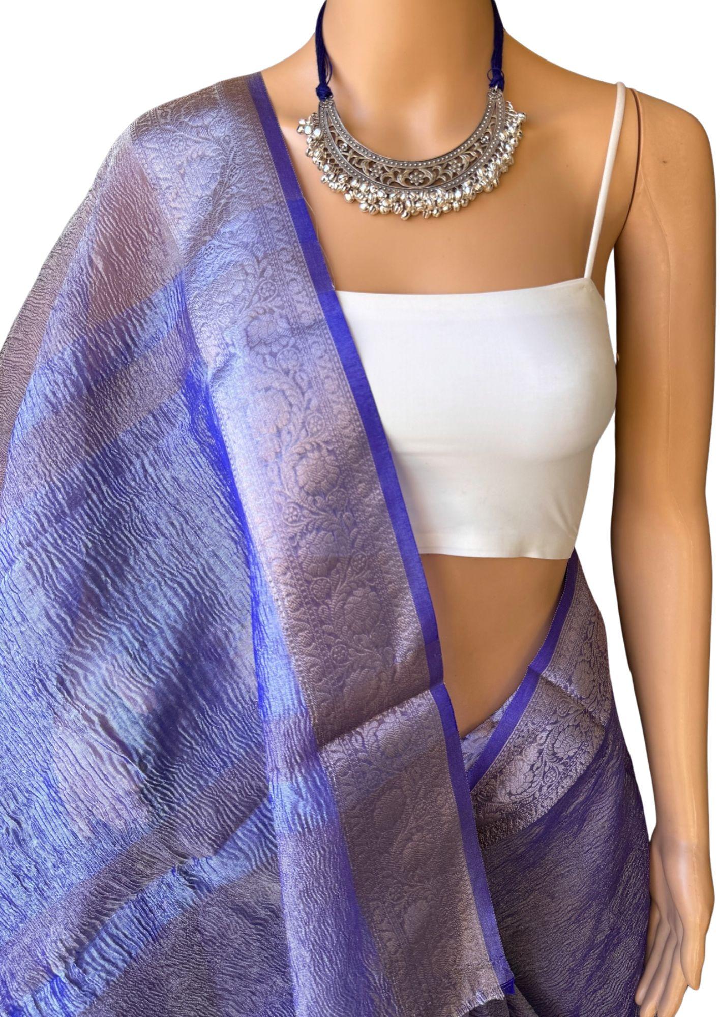 Elegant Soft Tissue Crush Saree with Jacquard Blouse & Pallu