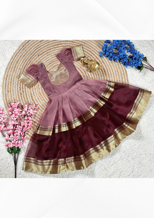 Elegant Woven Mysore Tissue Silk Gown