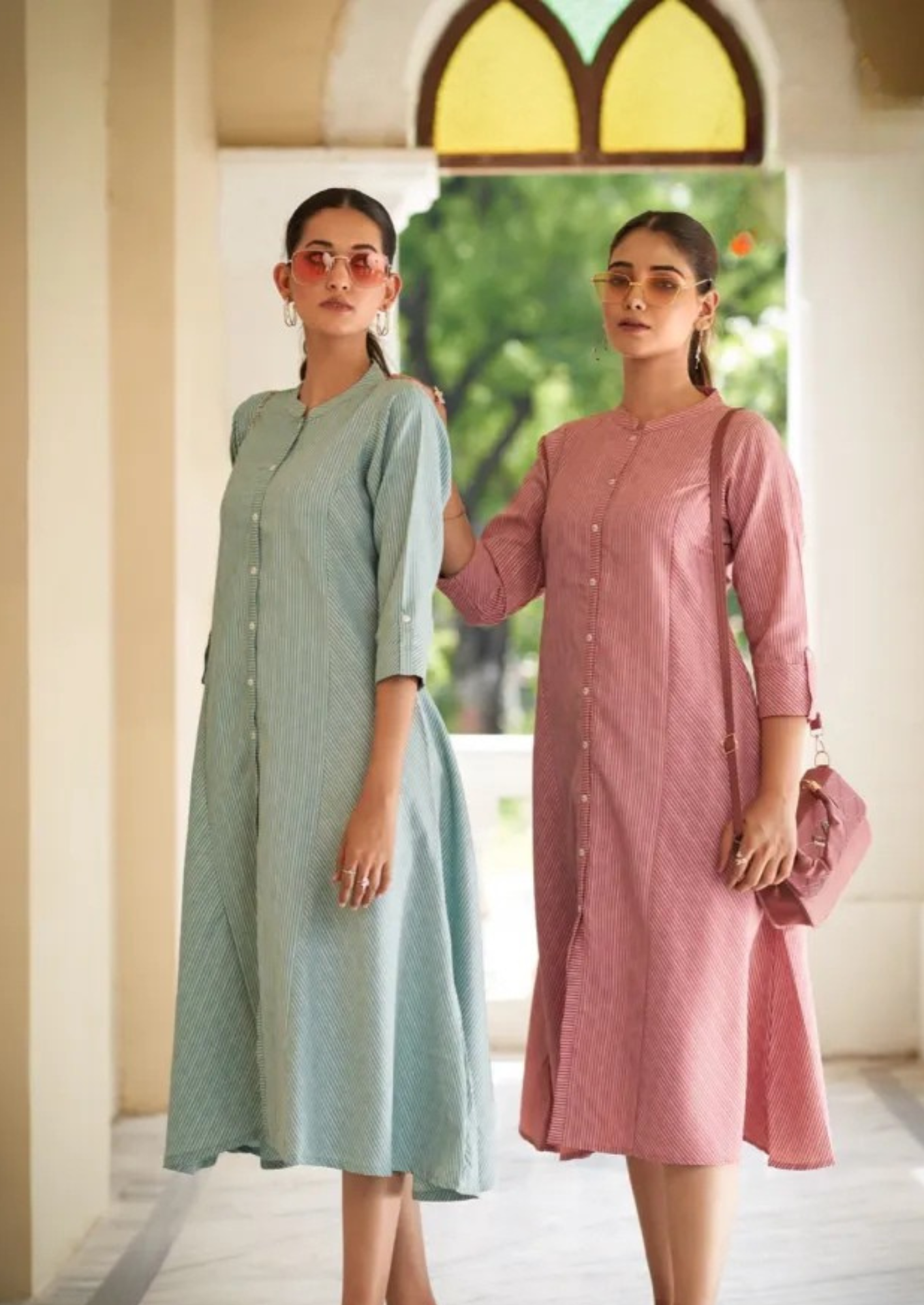 Self Pattern Cotton Kurtis with Flair