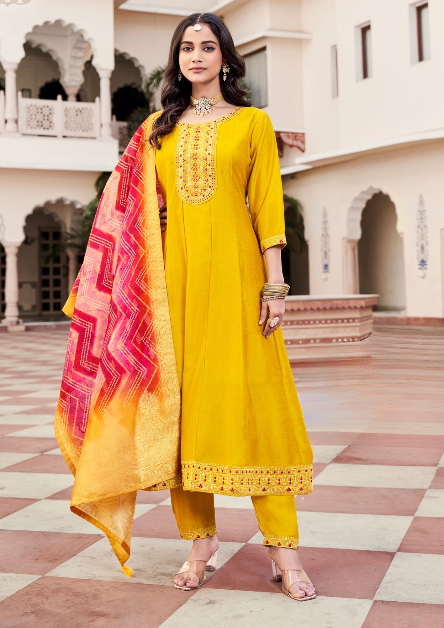Malang Radhika Elegant Vichitra Silk Kurti and Pant Set