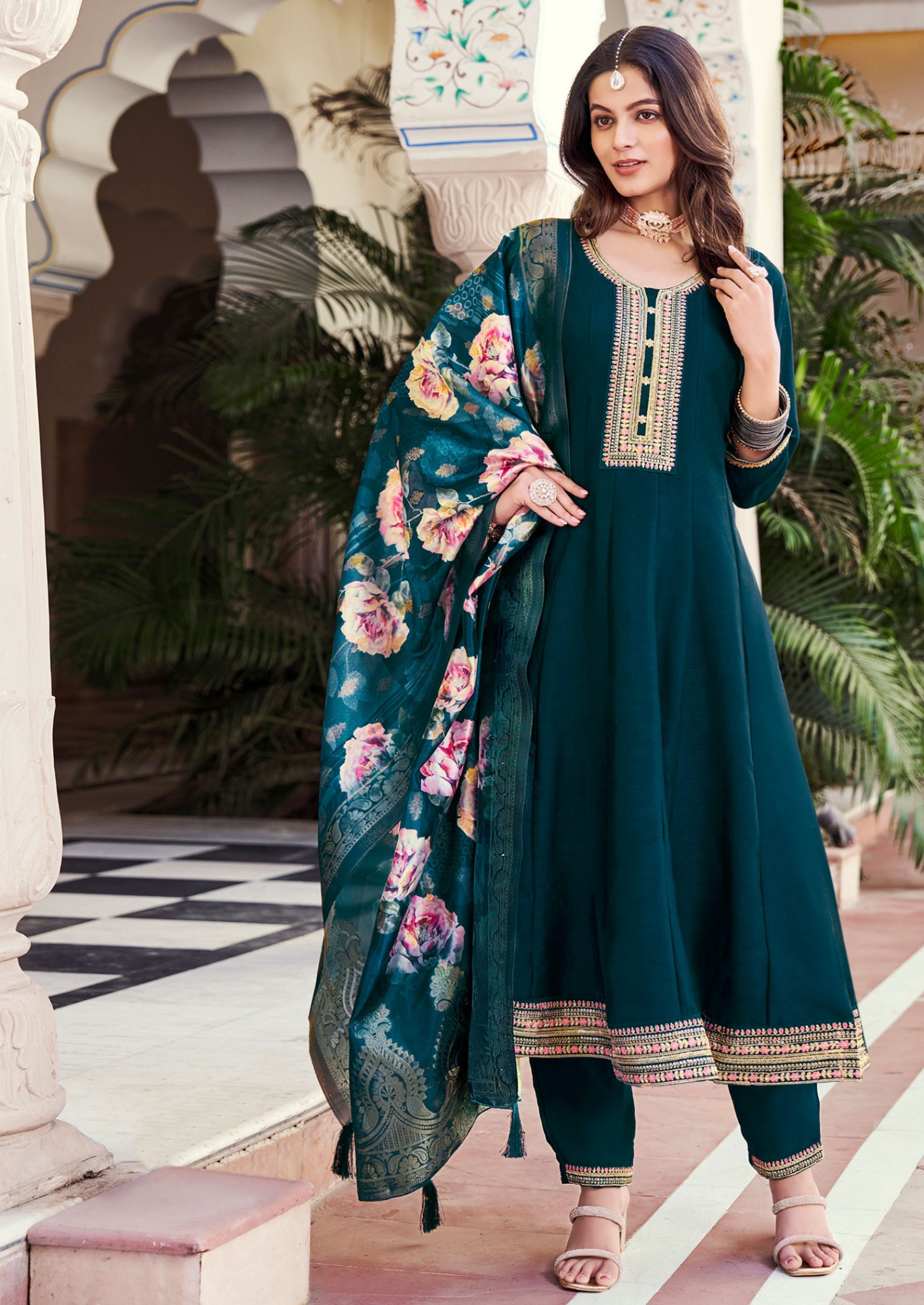 Malang Radhika Elegant Vichitra Silk Kurti and Pant Set
