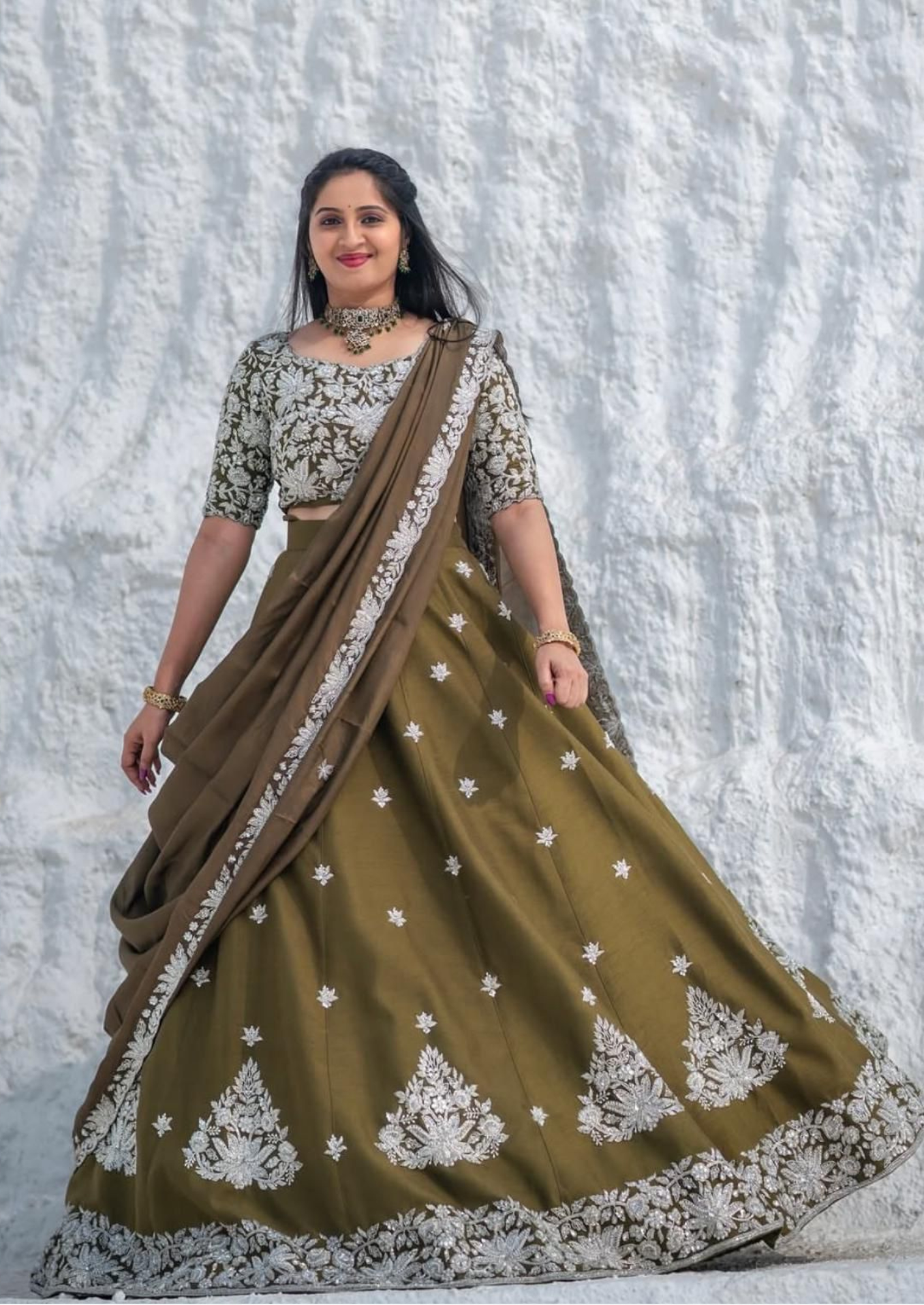 Green Festive Lehenga Choli with Embroidery