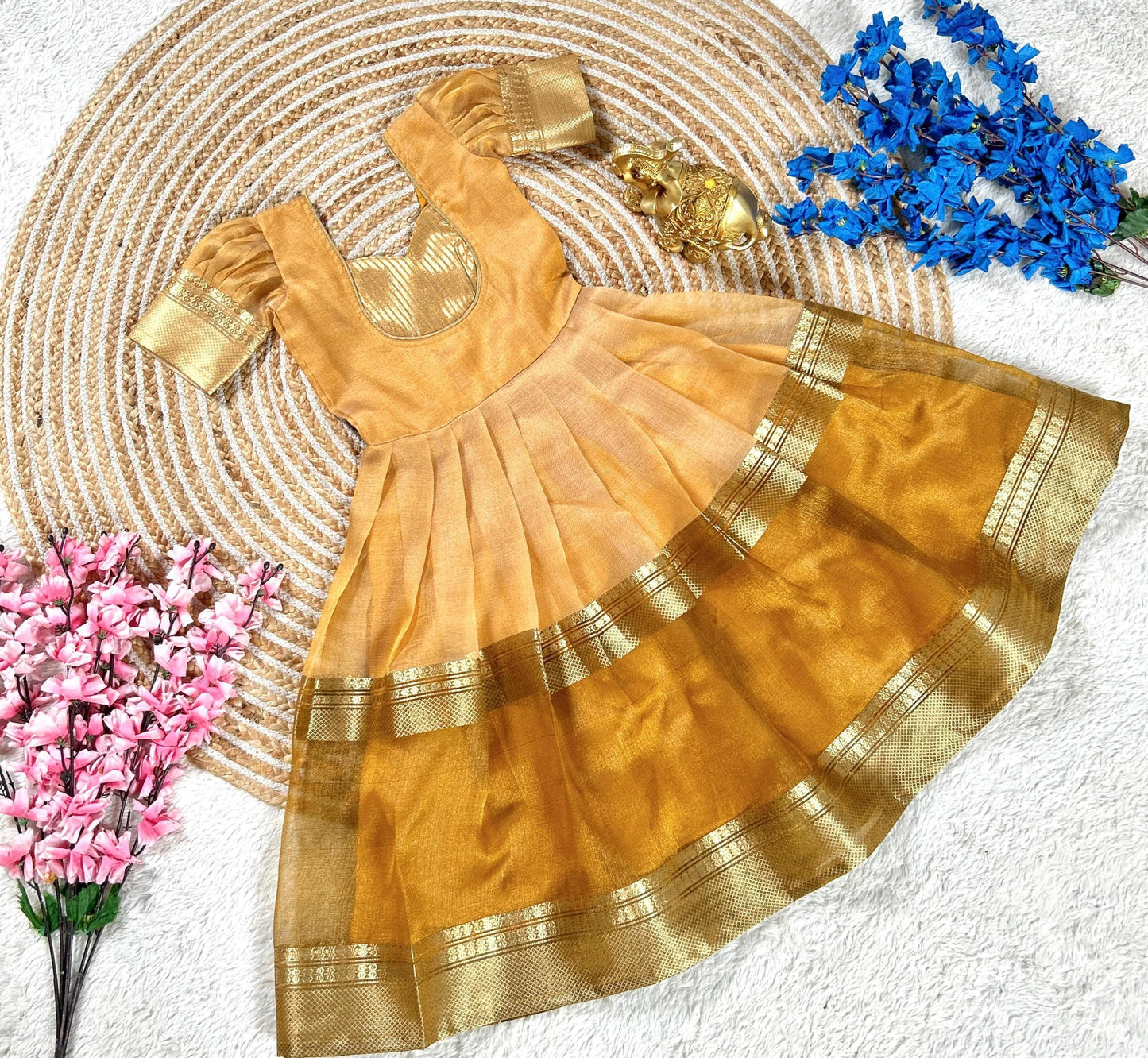 Elegant Woven Mysore Tissue Silk Gown
