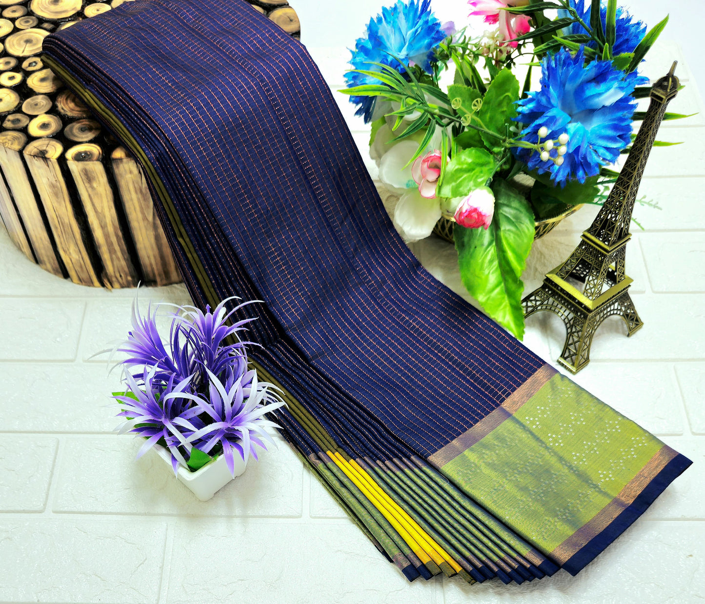 Arani Soft Silk Saree - Blue & Green