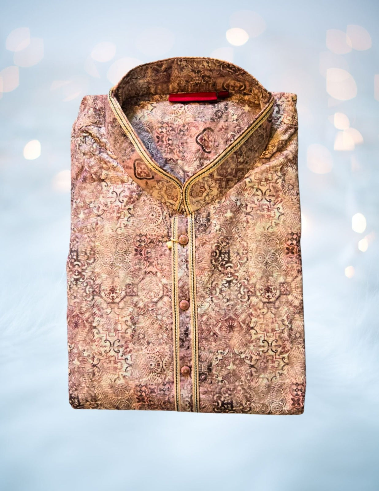 Lakhnavi Cotton Men’s Kurta (Peach)