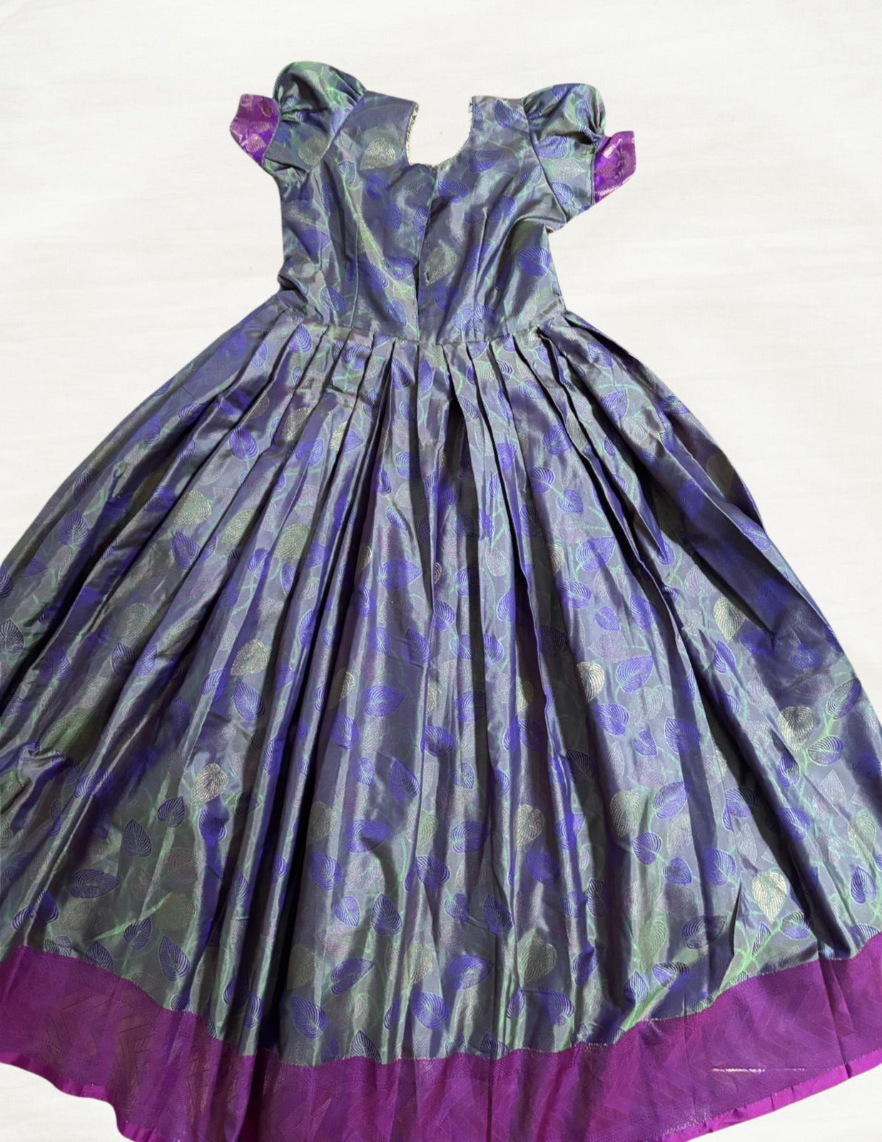 Kids Silk Gown – Purple with Blue