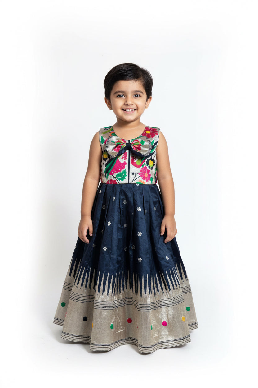 Kids Silk Gown – Black