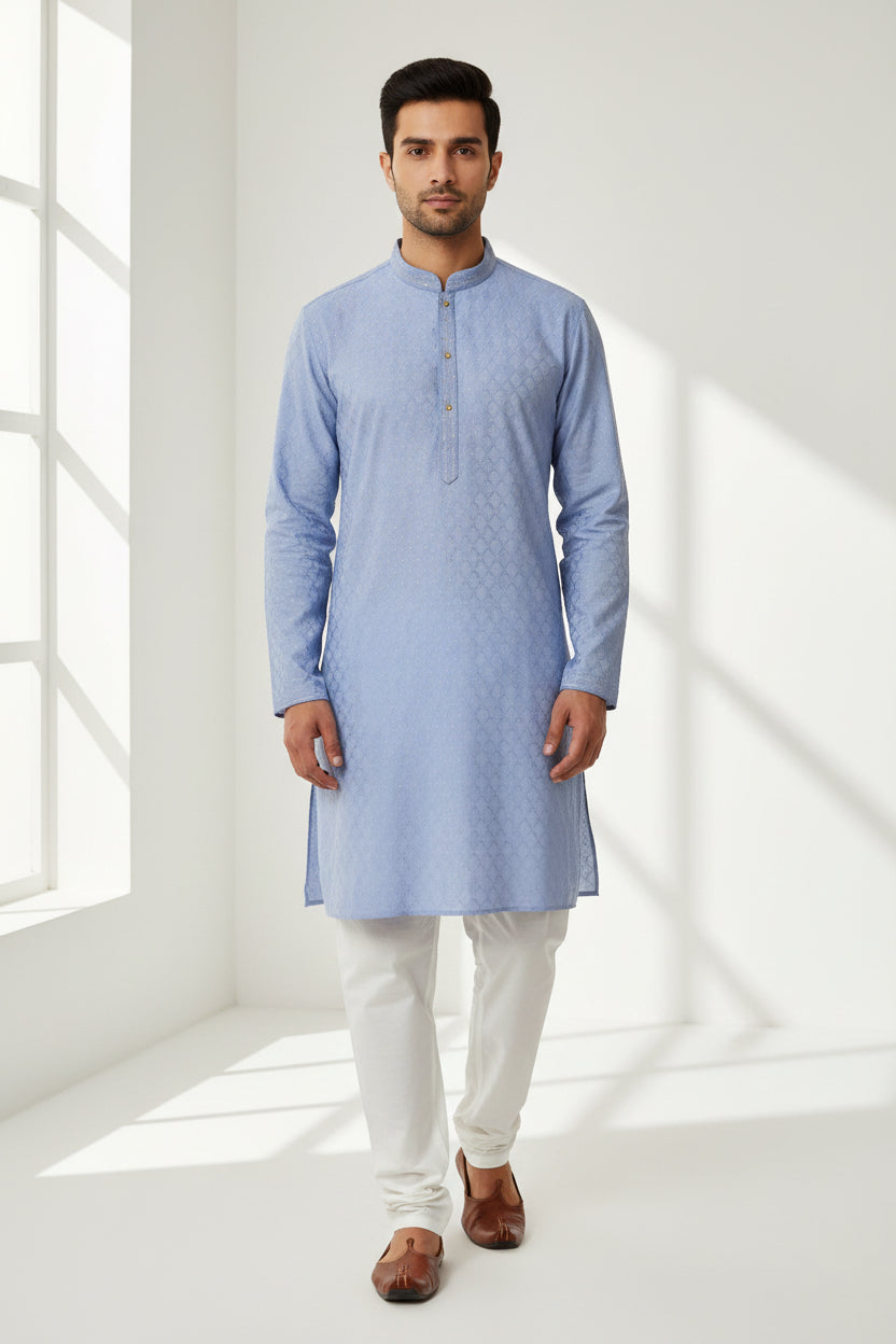 Men's Silk Jacquard Kurta