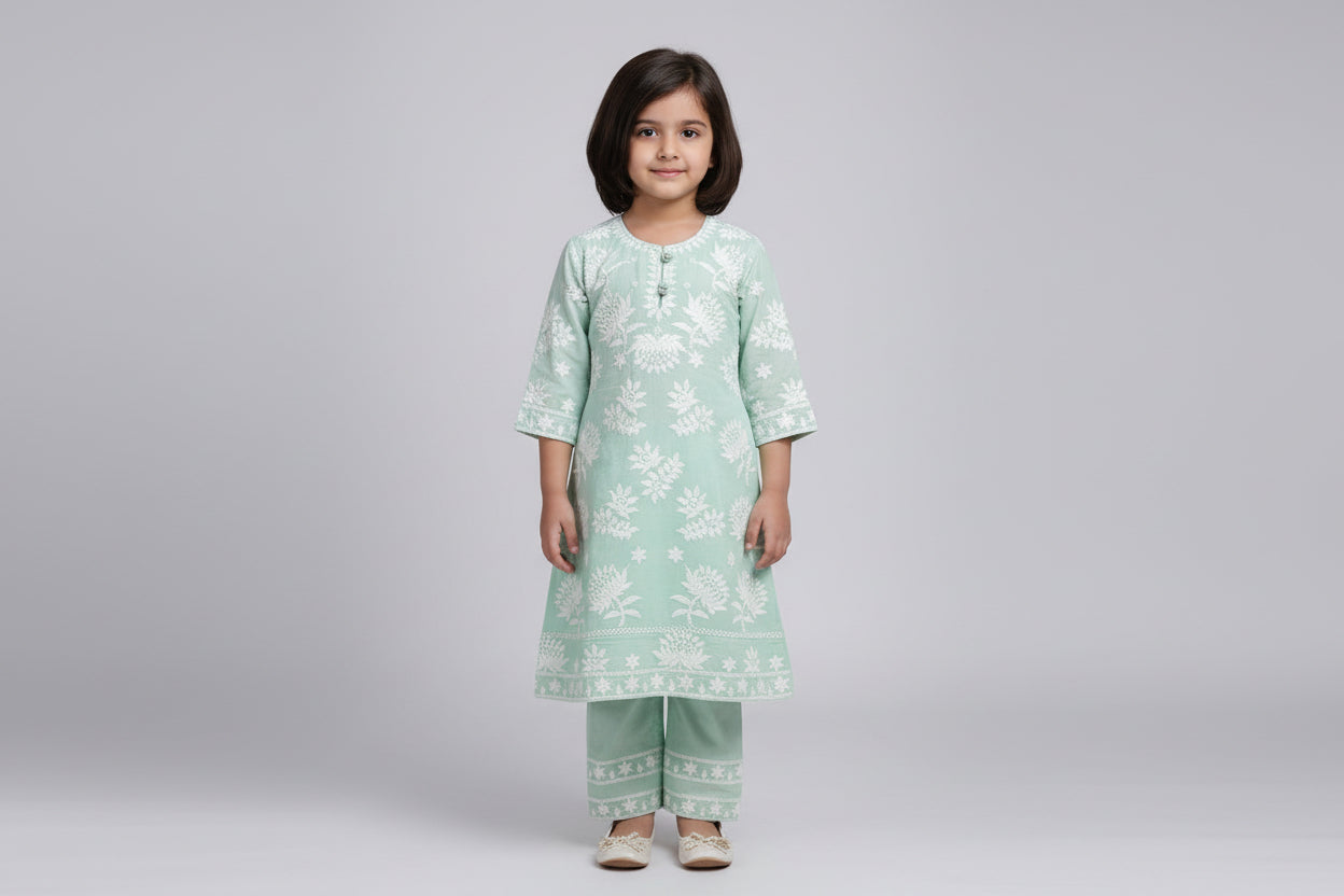 Kids Silk Kurti Set