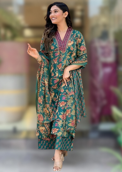 Floral print Anarkali suit set