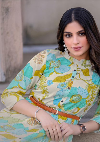 Mittoo Belt - Premium Rayon Printed Dress