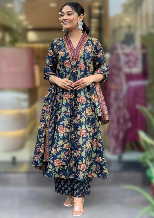 Floral print Anarkali suit set