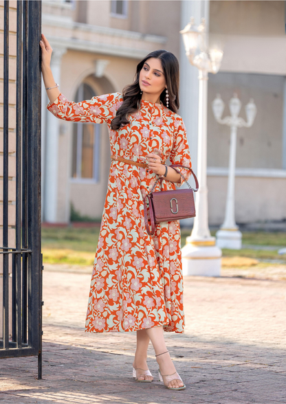 Mittoo Belt - Premium Rayon Printed Dress