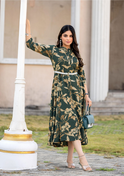 Mittoo Belt - Premium Rayon Printed Dress