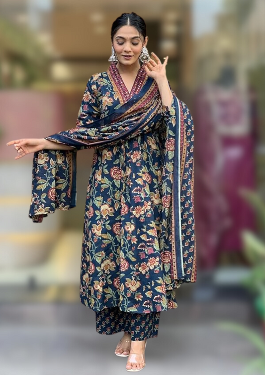 Floral print Anarkali suit set