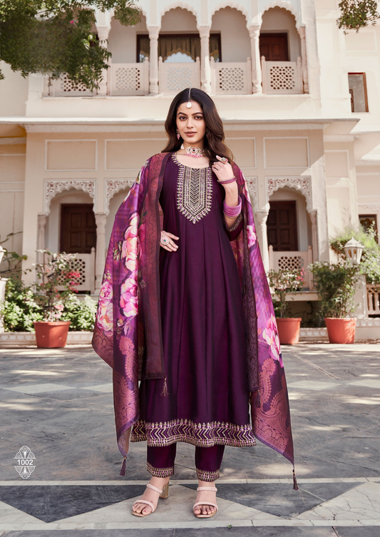 Malang Radhika Elegant Vichitra Silk Kurti and Pant Set