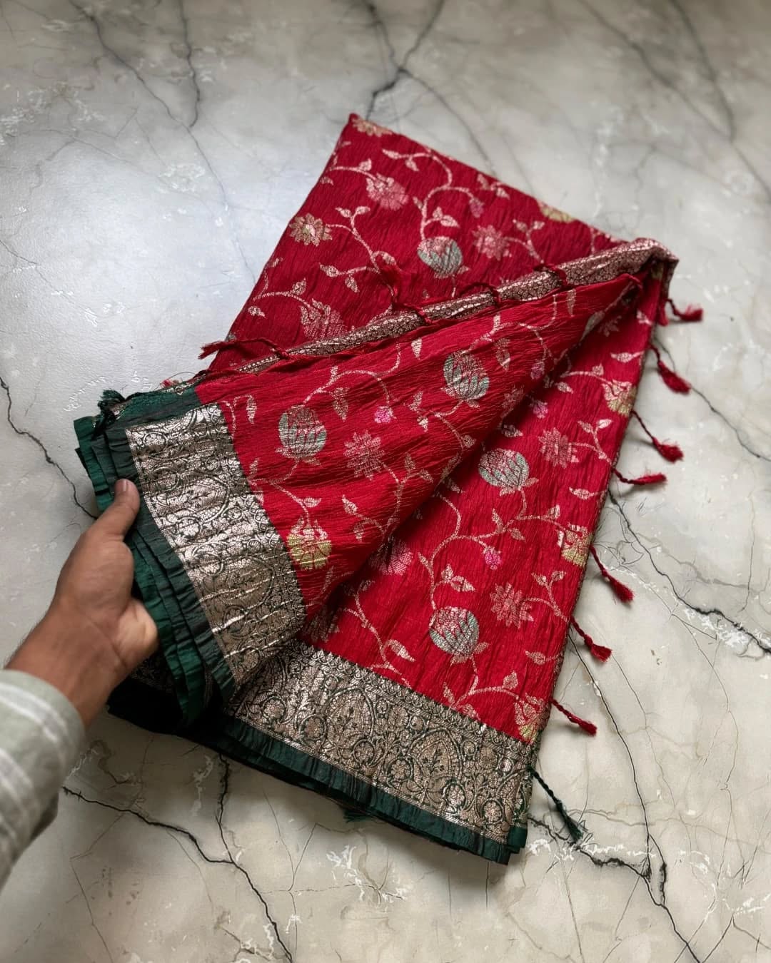 Banarasi Warm Silk Saree (Red & Pink)