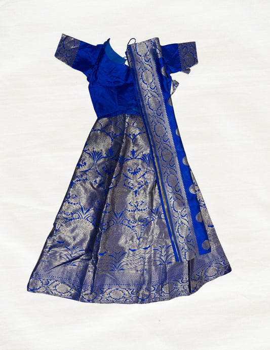 Kids Silk Half Saree (Blue & Blue)