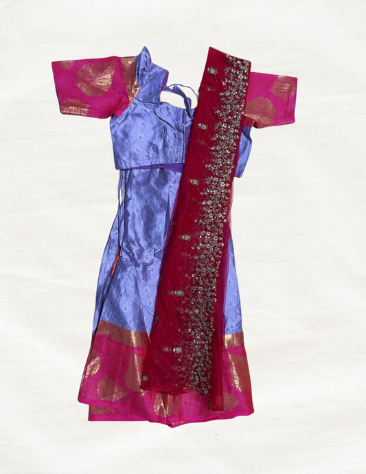 Kids Silk Half Saree (Lavender & Pink)