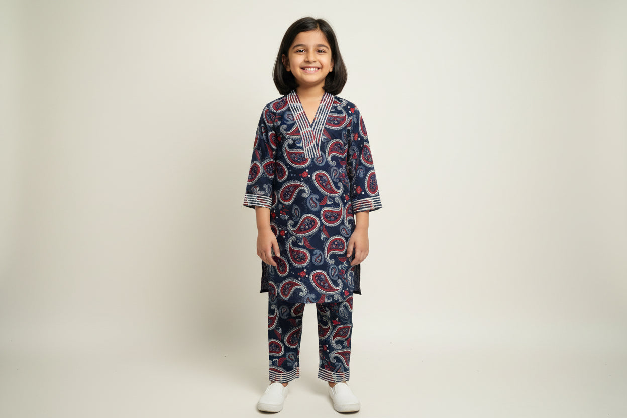 Kids-Girls Cotton Kurti Set