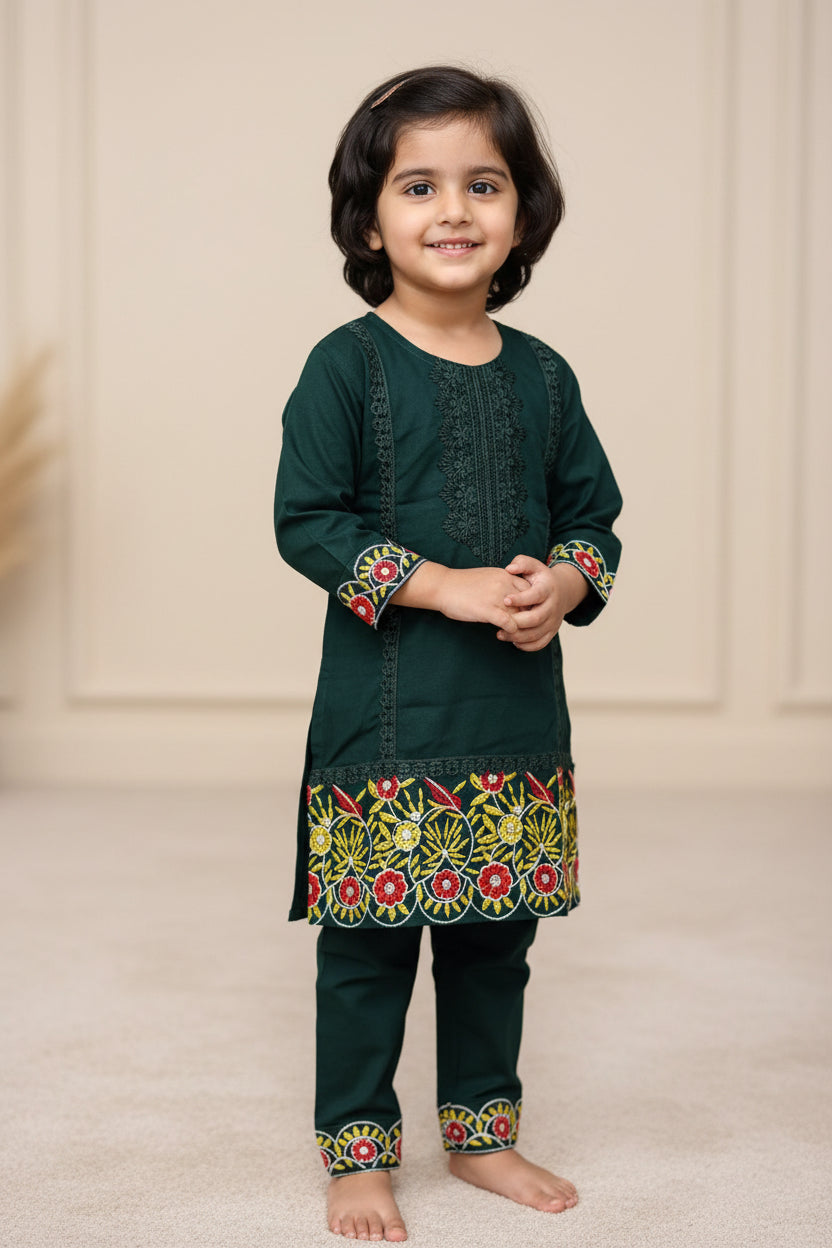 Kids-Girls Cotton Kurti Set