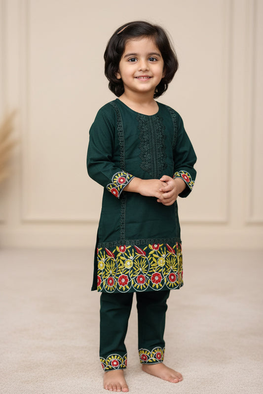 Kids-Girls Cotton Kurti Set