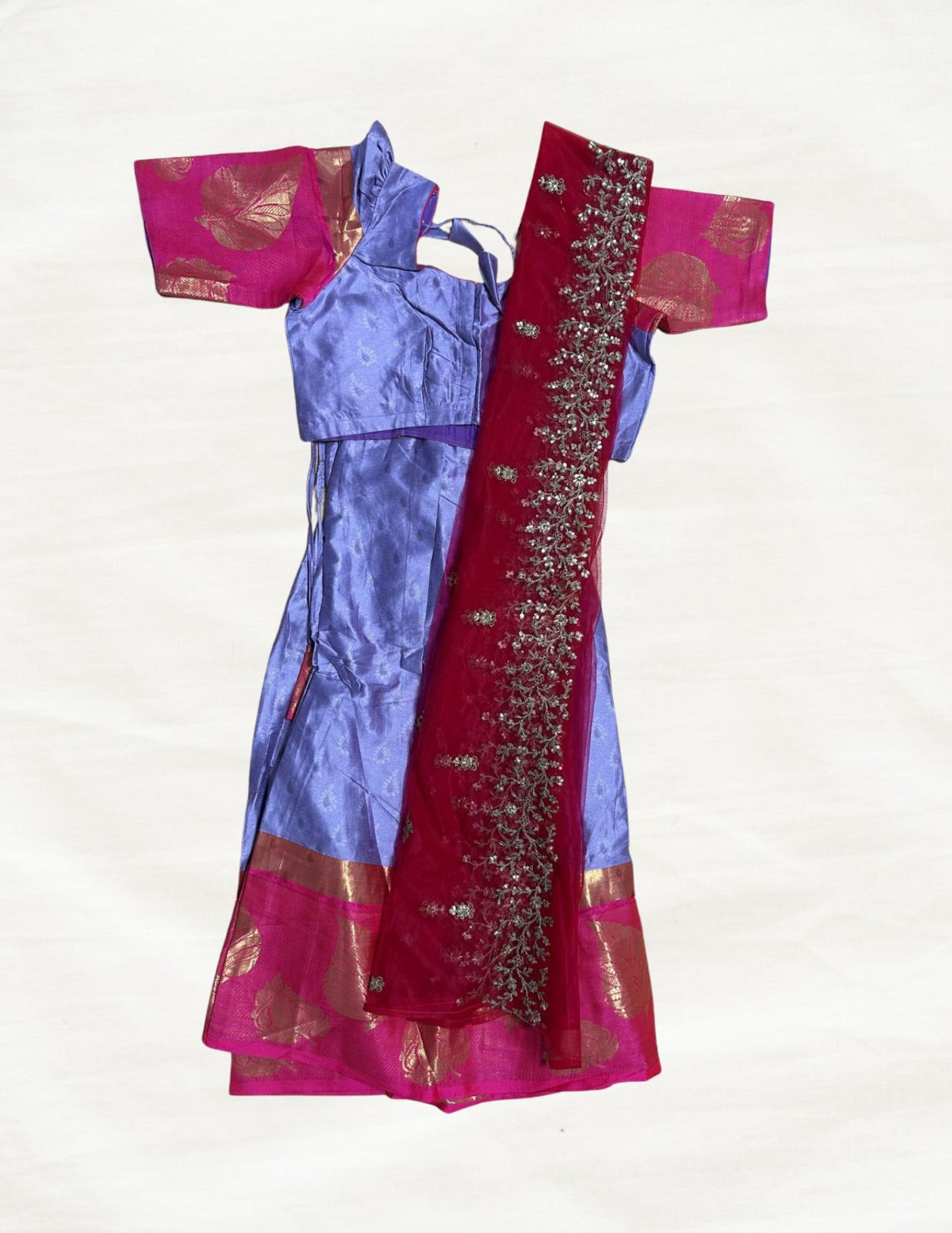 Kids Silk Half Saree (Lavender & Pink)