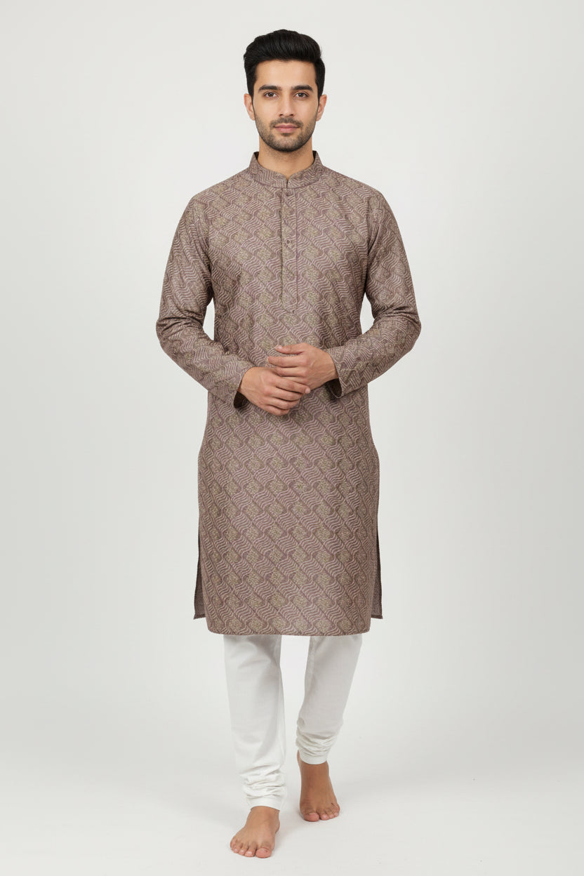 Men's Silk Jacquard Kurta