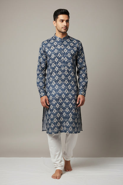 Men's Silk Jacquard Kurta