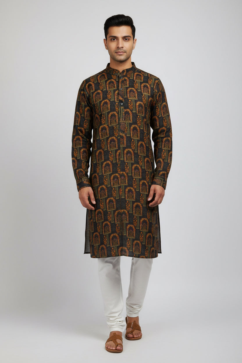 Men's Silk Jacquard Kurta