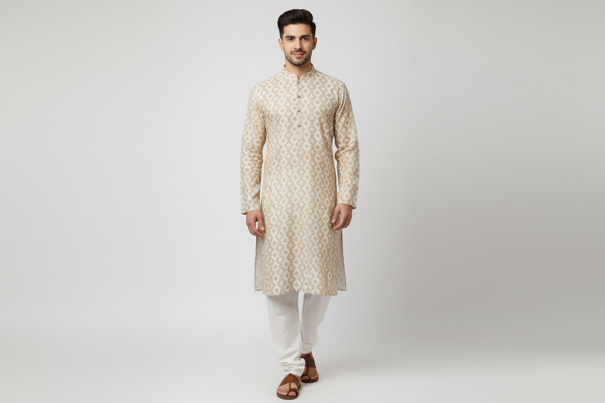 Men's Silk Jacquard Kurta