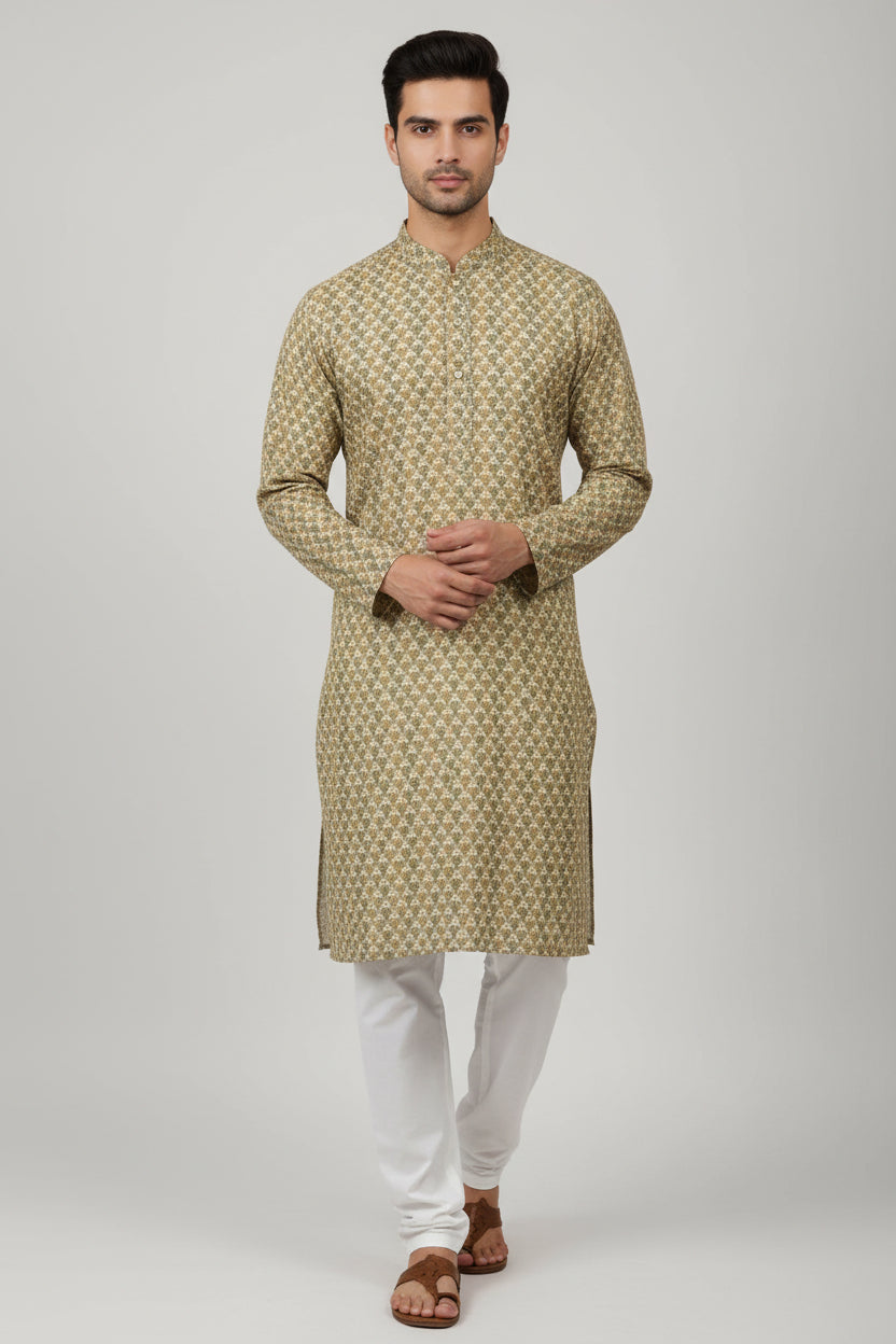 Men's Silk Jacquard Kurta