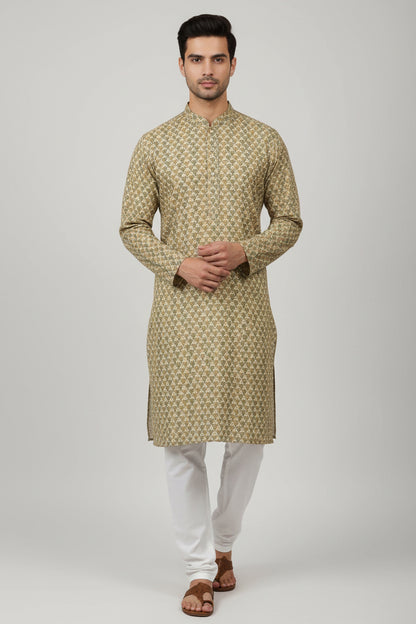 Men's Silk Jacquard Kurta