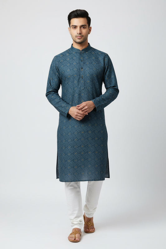 Men's Silk Jacquard Kurta