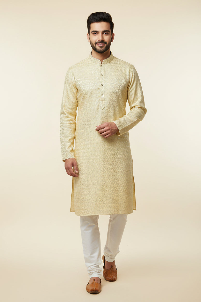 Men's Silk Jacquard Kurta