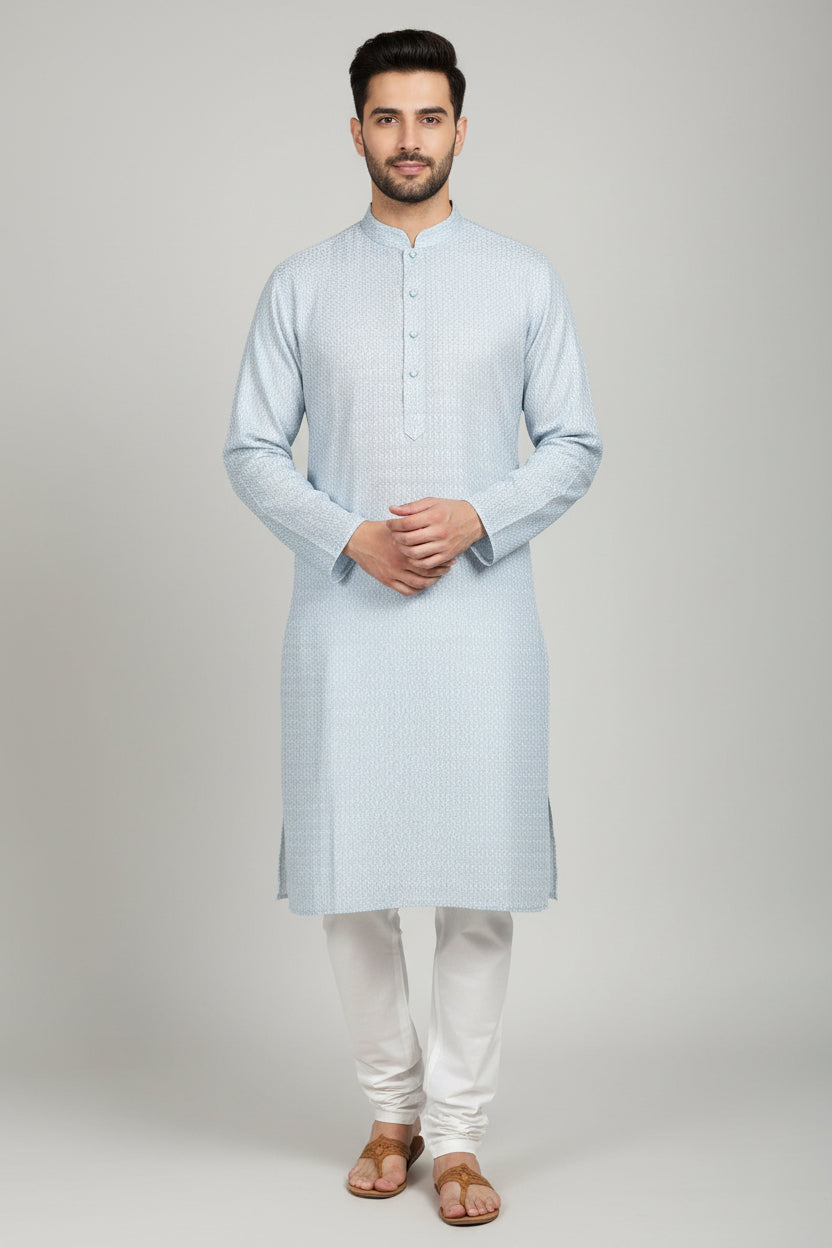 Men's Silk Jacquard Kurta