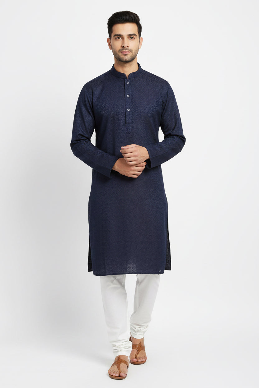 Men's Silk Jacquard Kurta