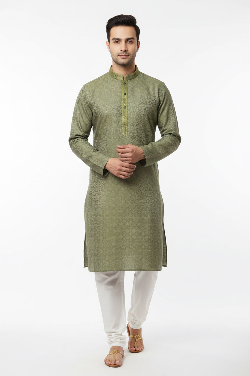 Men's Silk Jacquard Kurta
