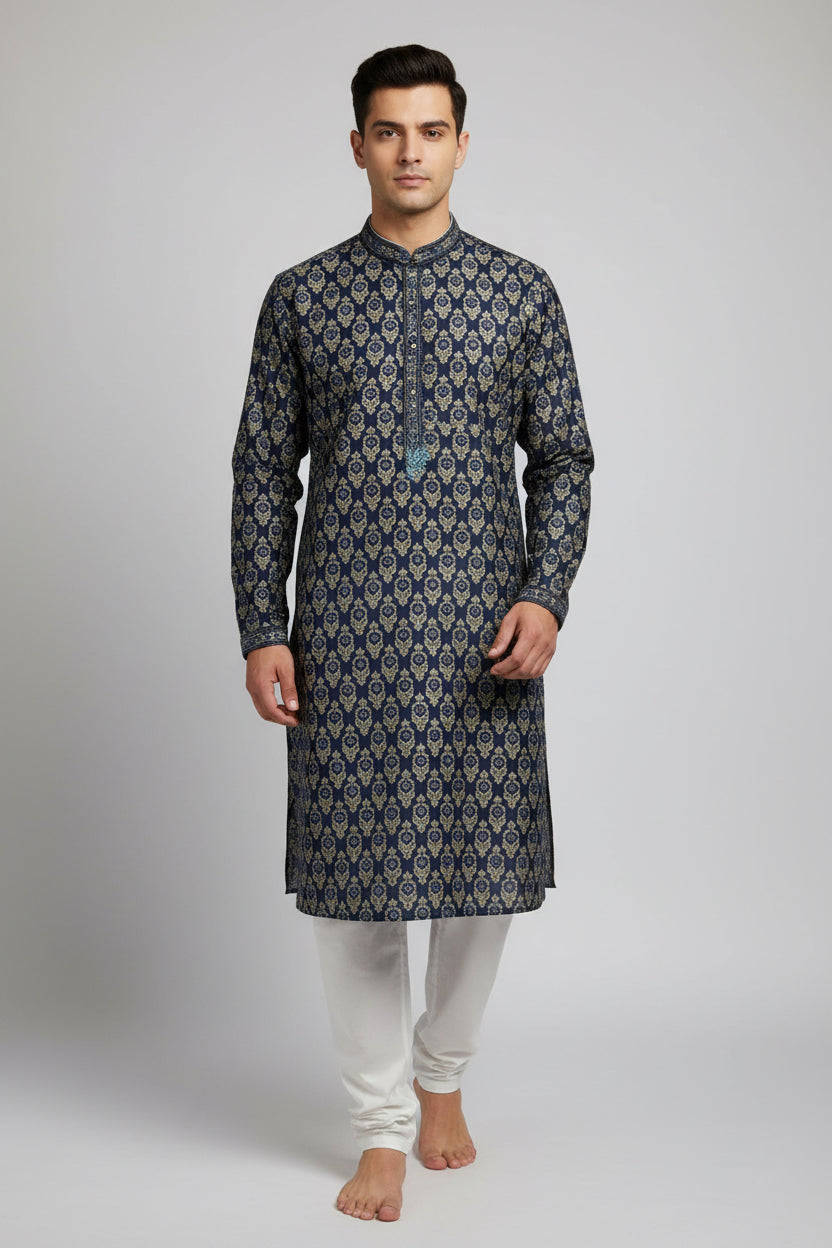 Men's Silk Jacquard Kurta