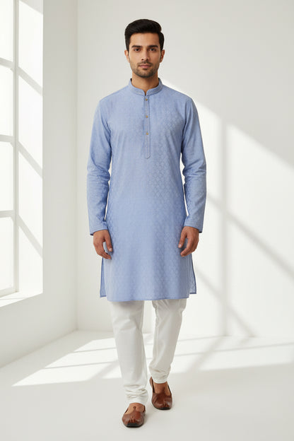 Men's Silk Jacquard Kurta