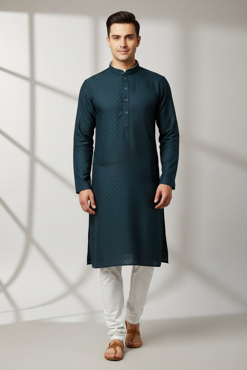 Men's Silk Jacquard Kurta