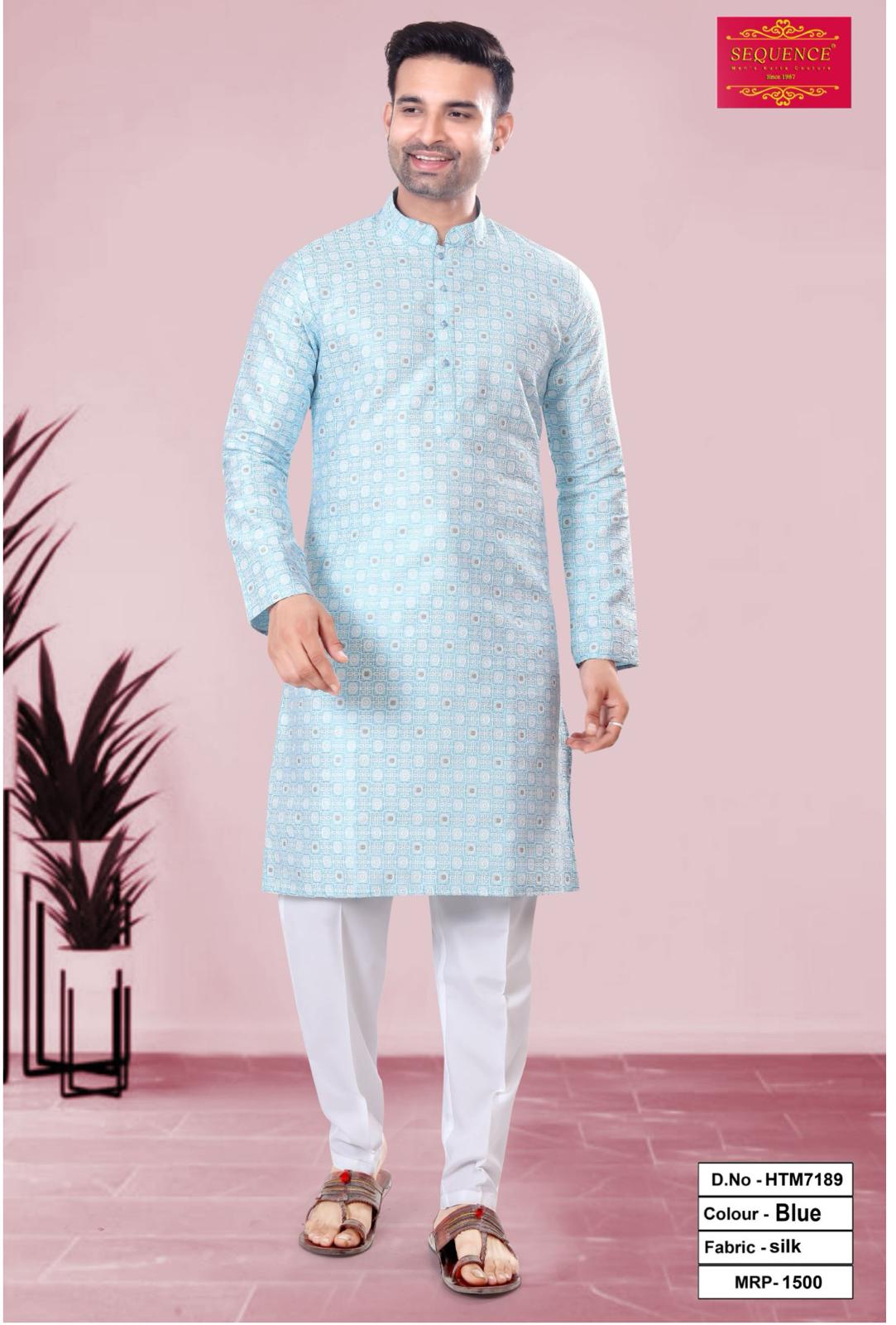 Men's Silk Jacquard Kurta
