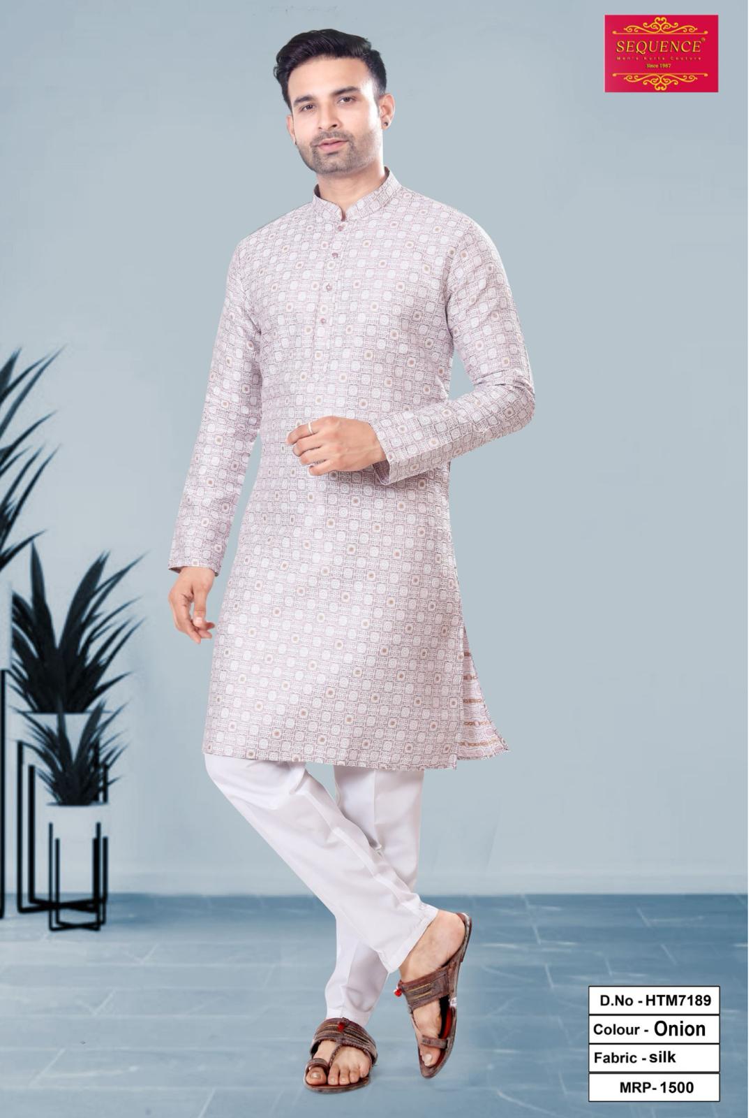 Men's Silk Jacquard Kurta