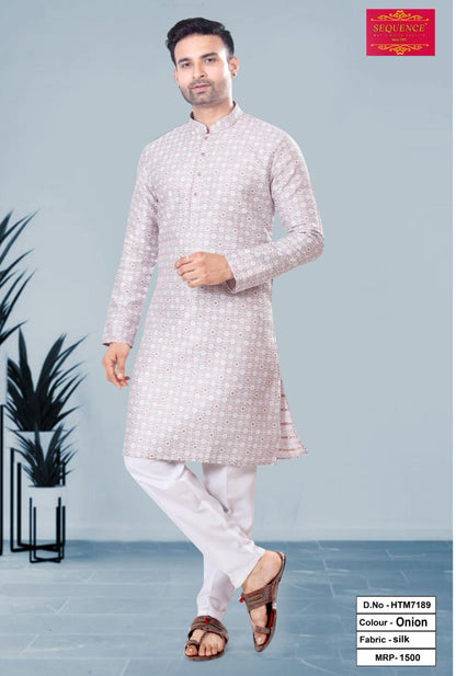 Men's Silk Jacquard Kurta