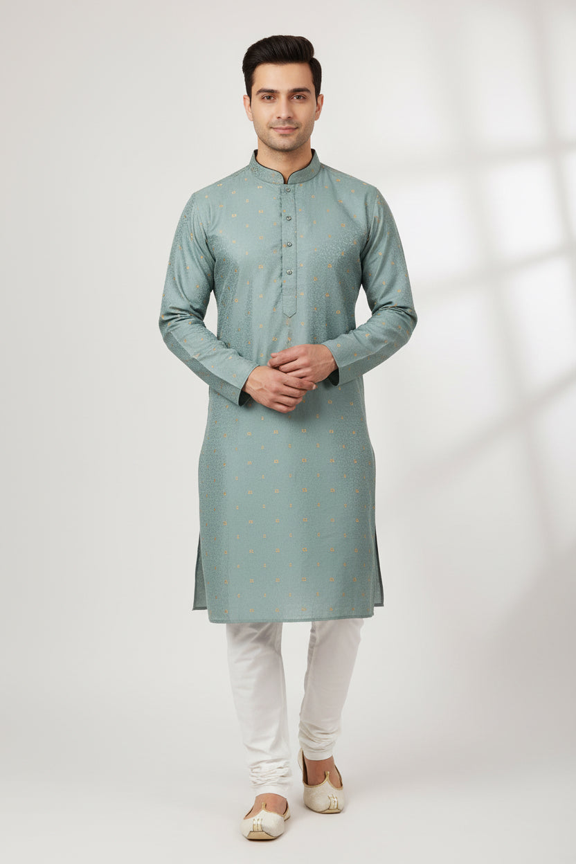 Men's Silk Jacquard Kurta