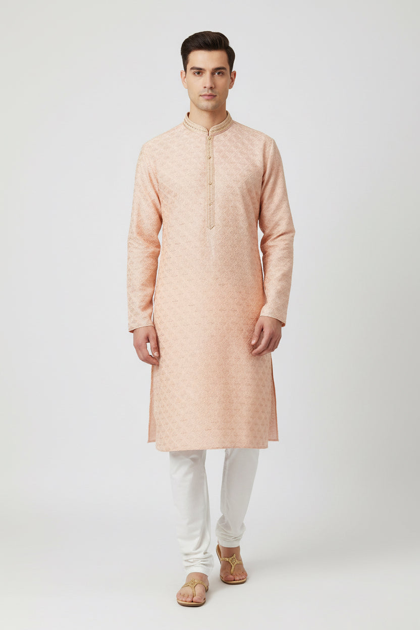 Men's Silk Jacquard Kurta