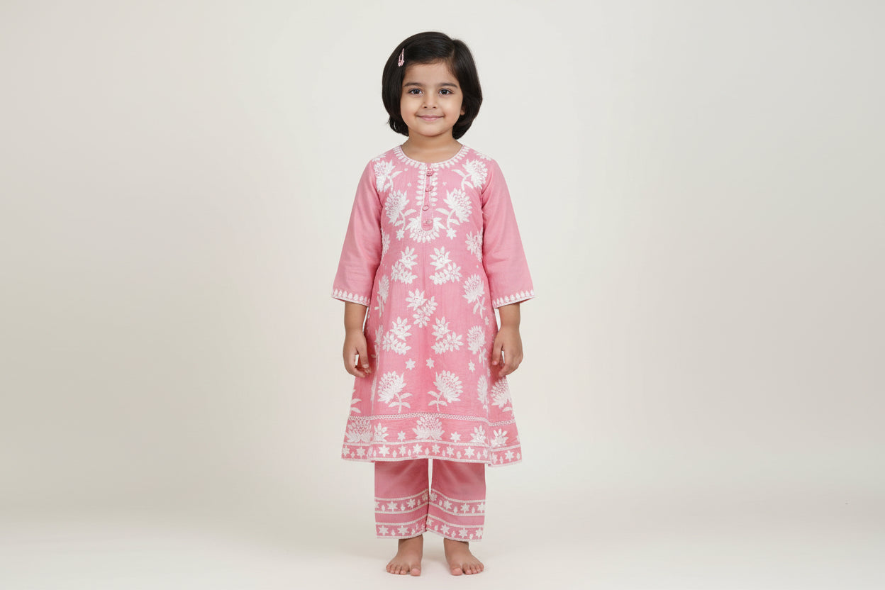 Kids Silk Kurti Set